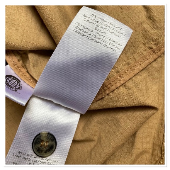 Ganni Ripstop Cotton Chino Puff Sleeve Midi Dress A Line Silhouette Tan Size L - Picture 9 of 11